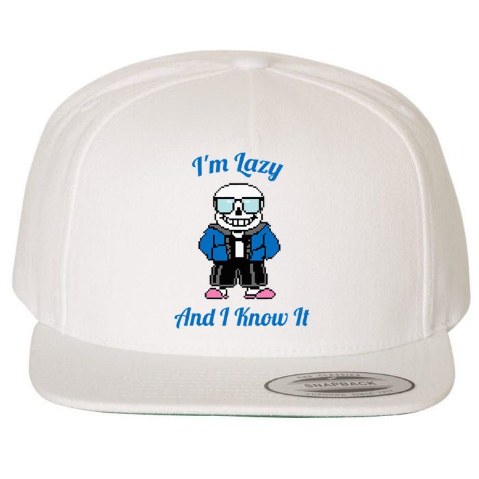 Sans Skeleton Cool Pixel Art IM Lazy And I Know It Wool Snapback Cap