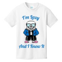 Sans Skeleton Cool Pixel Art IM Lazy And I Know It Kids T-Shirt