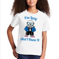 Sans Skeleton Cool Pixel Art IM Lazy And I Know It Kids T-Shirt