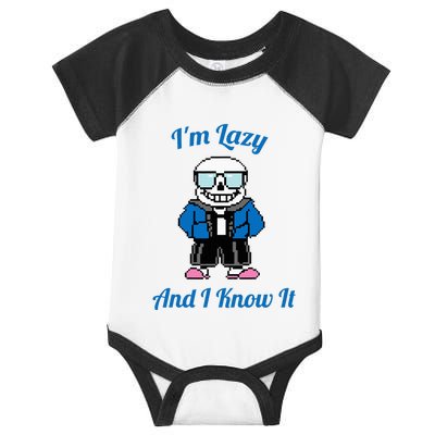 Sans Skeleton Cool Pixel Art IM Lazy And I Know It Infant Baby Jersey Bodysuit