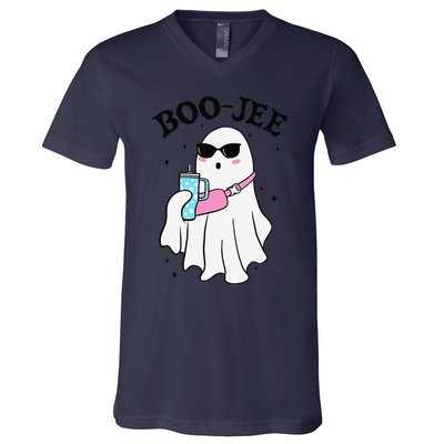 Spooky Season Cute Ghost Halloween Boujee Boo Jee V-Neck T-Shirt