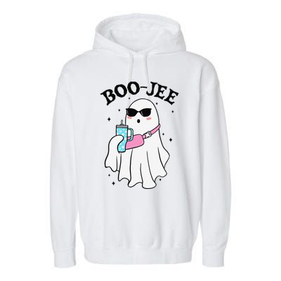 Spooky Season Cute Ghost Halloween Boujee Boo Jee Garment-Dyed Fleece Hoodie