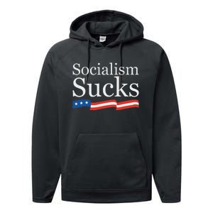 Socialism Sucks Conservative Performance Fleece Hoodie