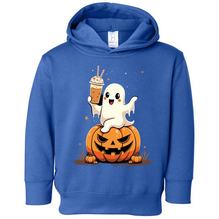 Spooky Sips – Cute Ghost Ing Coffee With Pumpkin Gift Toddler Hoodie