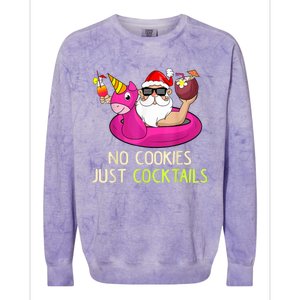 Summer Santa Christmas In July No Cookies Just Cocktails Colorblast Crewneck Sweatshirt