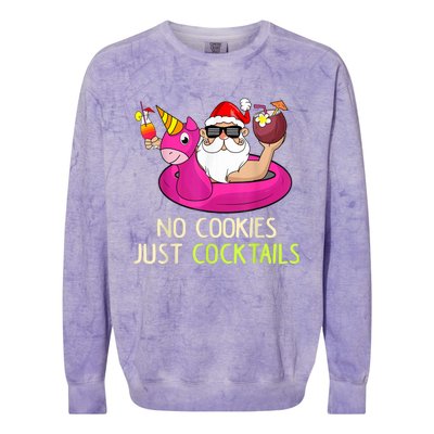 Summer Santa Christmas In July No Cookies Just Cocktails Colorblast Crewneck Sweatshirt