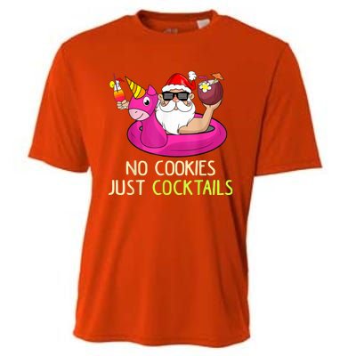 Summer Santa Christmas In July No Cookies Just Cocktails Cooling Performance Crew T-Shirt