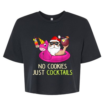 Summer Santa Christmas In July No Cookies Just Cocktails Bella+Canvas Jersey Crop Tee