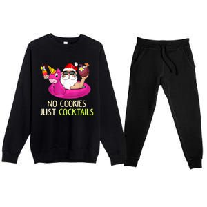 Summer Santa Christmas In July No Cookies Just Cocktails Premium Crewneck Sweatsuit Set