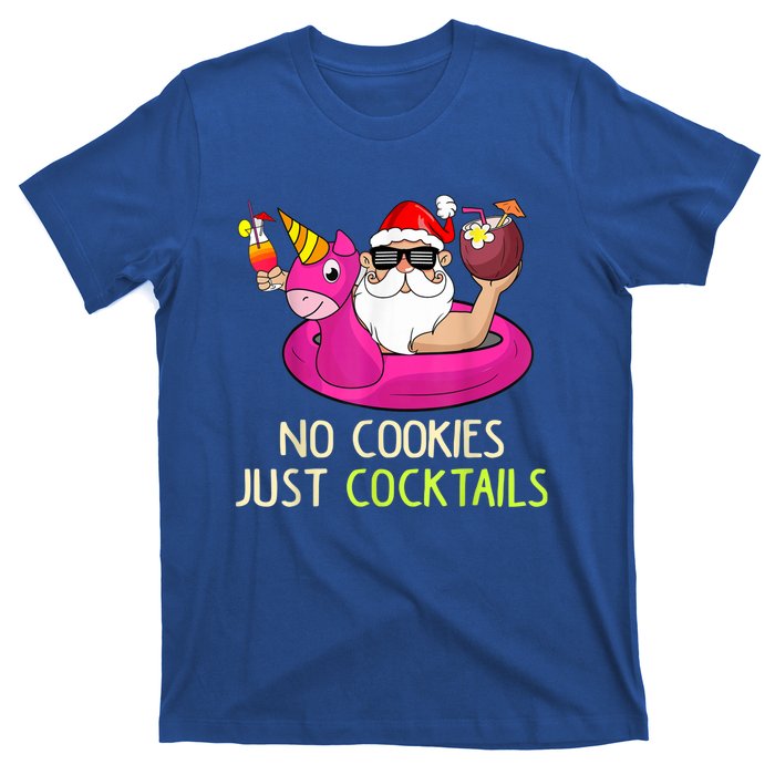 Summer Santa Christmas In July No Cookies Just Cocktails T-Shirt