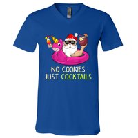 Summer Santa Christmas In July No Cookies Just Cocktails V-Neck T-Shirt