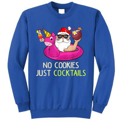 Summer Santa Christmas In July No Cookies Just Cocktails Tall Sweatshirt