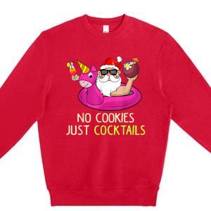 Summer Santa Christmas In July No Cookies Just Cocktails Premium Crewneck Sweatshirt