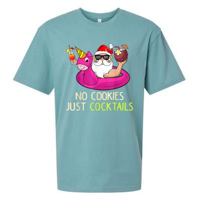 Summer Santa Christmas In July No Cookies Just Cocktails Sueded Cloud Jersey T-Shirt