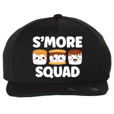 Smore Squad Camping Campfire Chocolate Marshmallow SMores Wool Snapback Cap