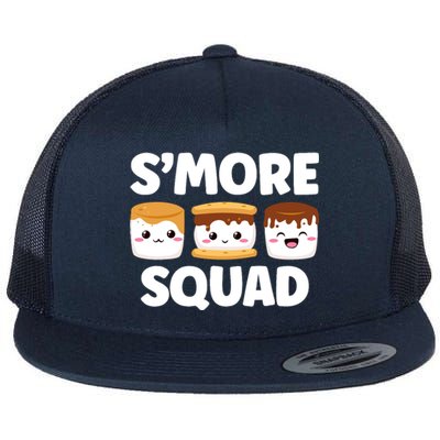 Smore Squad Camping Campfire Chocolate Marshmallow SMores Flat Bill Trucker Hat