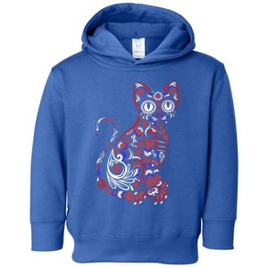 Sugar Skull Cat 4th Of July Kitten Kitty Patriotic Pet Lover Cool Gift Toddler Hoodie