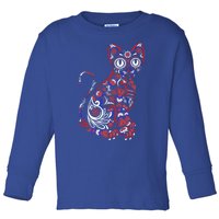 Sugar Skull Cat 4th Of July Kitten Kitty Patriotic Pet Lover Cool Gift Toddler Long Sleeve Shirt