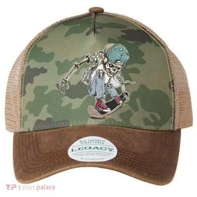Skater Skeleton Cartoon Legacy Tie Dye Trucker Hat