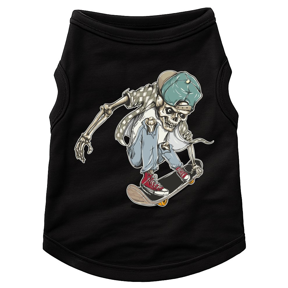 Skater Skeleton Cartoon Doggie Tank