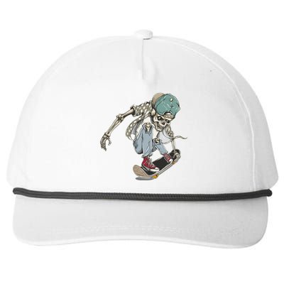 Skater Skeleton Cartoon Snapback Five-Panel Rope Hat