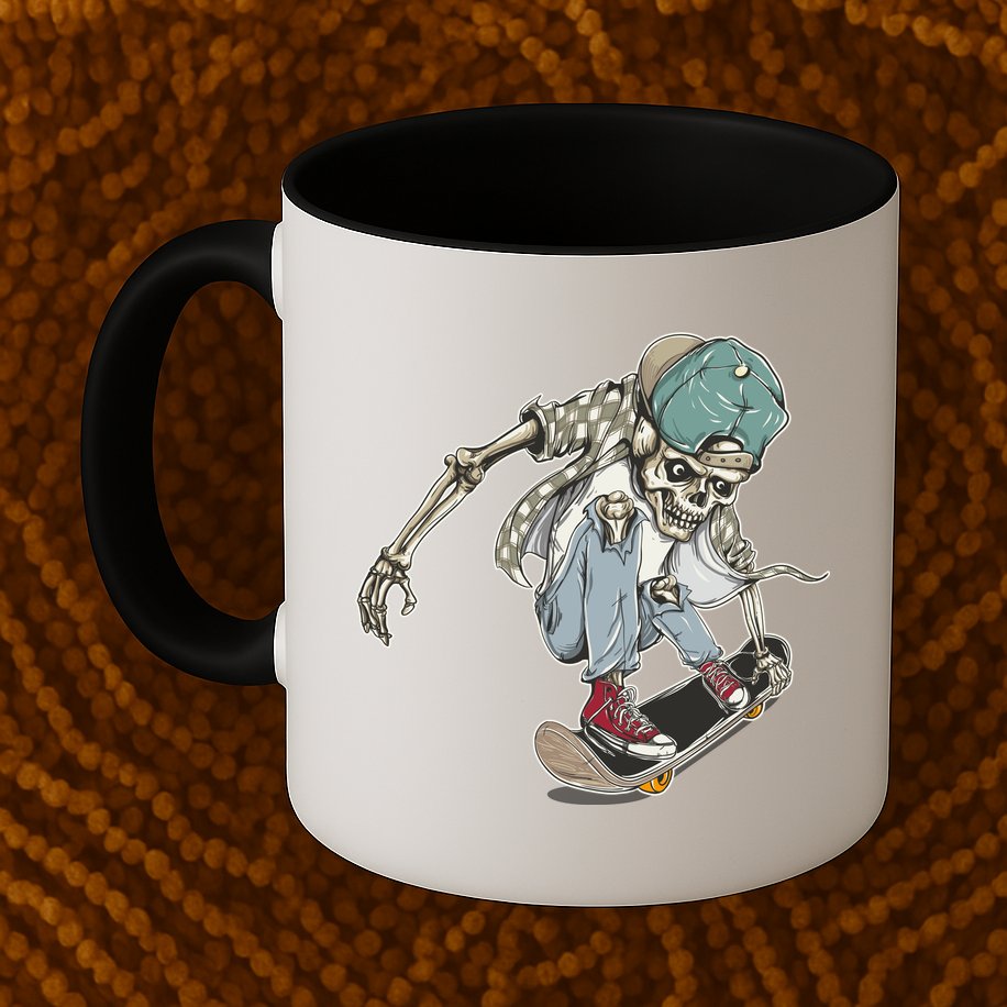 Skater Skeleton Cartoon Mug
