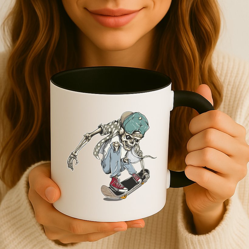 Skater Skeleton Cartoon Mug
