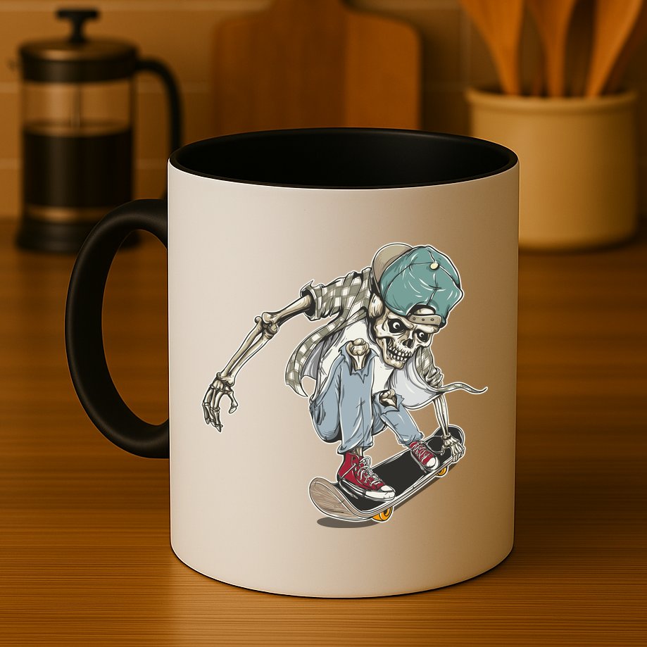 Skater Skeleton Cartoon Mug