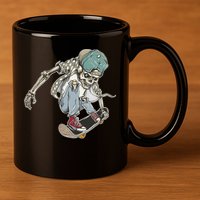 Skater Skeleton Cartoon 11oz C Handle Ceramic Mug