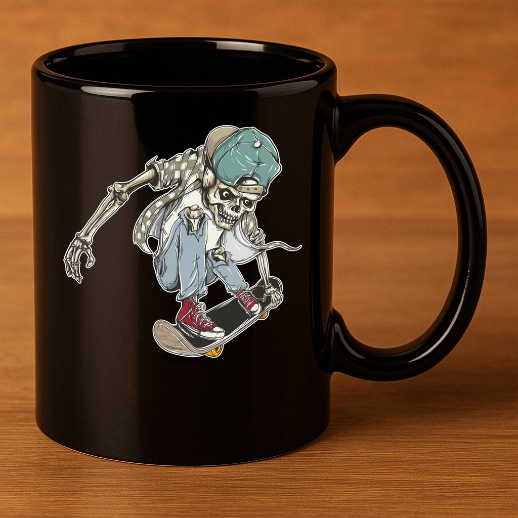 Skater Skeleton Cartoon 11oz C Handle Ceramic Mug