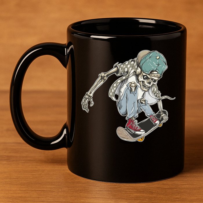Skater Skeleton Cartoon 11oz C Handle Ceramic Mug