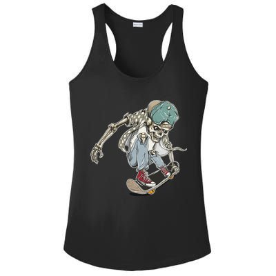 Skater Skeleton Cartoon Ladies PosiCharge Competitor Racerback Tank