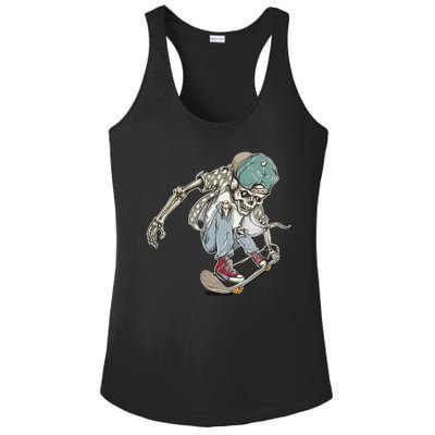 Skater Skeleton Cartoon Ladies PosiCharge Competitor Racerback Tank