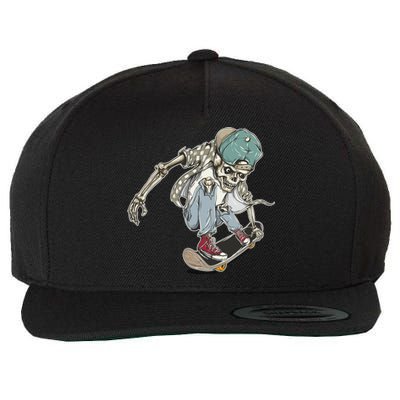 Skater Skeleton Cartoon Wool Snapback Cap