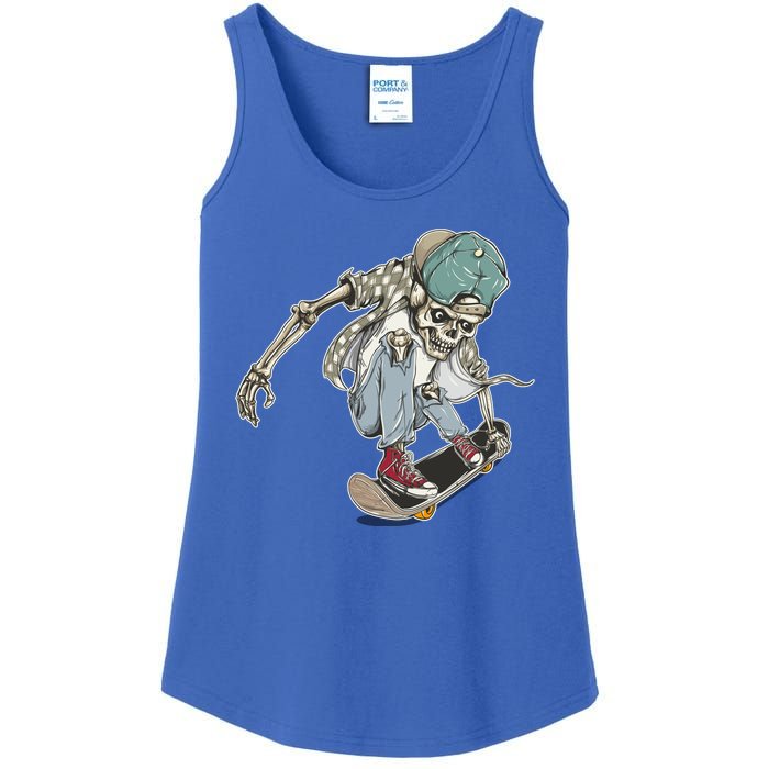 Skater Skeleton Cartoon Ladies Essential Tank