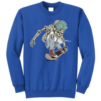 Skater Skeleton Cartoon Tall Sweatshirt