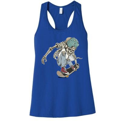 Skater Skeleton Cartoon Women's Racerback Tank