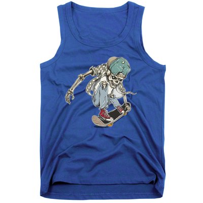 Skater Skeleton Cartoon Tank Top