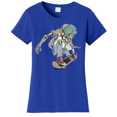 Skater Skeleton Cartoon Women's T-Shirt