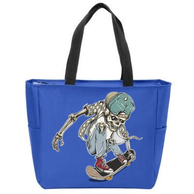 Skater Skeleton Cartoon Zip Tote Bag