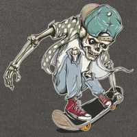 Skater Skeleton Cartoon Cotton Canvas Backpack