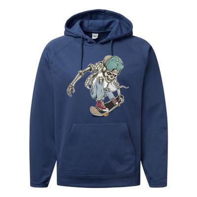 Skater Skeleton Cartoon Performance Fleece Hoodie