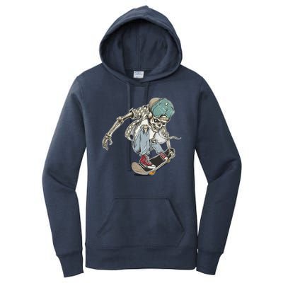 Skater Skeleton Cartoon Women's Pullover Hoodie