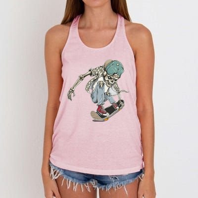 Skater Skeleton Cartoon Women's Knotted Racerback Tank