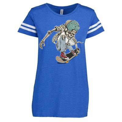 Skater Skeleton Cartoon Enza Ladies Jersey Football T-Shirt