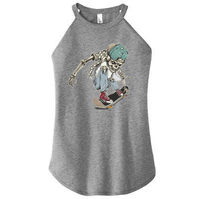 Skater Skeleton Cartoon Women's Perfect Tri Rocker Tank