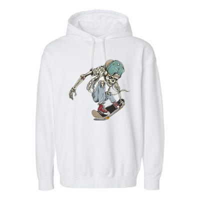 Skater Skeleton Cartoon Garment-Dyed Fleece Hoodie