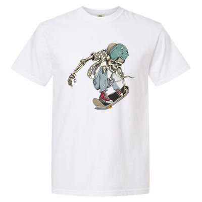 Skater Skeleton Cartoon Garment-Dyed Heavyweight T-Shirt