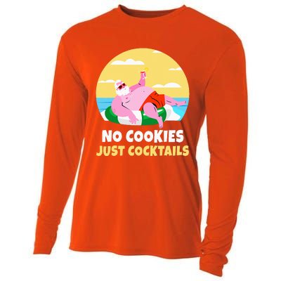 Santa Summer Christmas In July Xmas Cocktail Beach Gift Cooling Performance Long Sleeve Crew