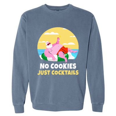 Santa Summer Christmas In July Xmas Cocktail Beach Gift Garment-Dyed Sweatshirt